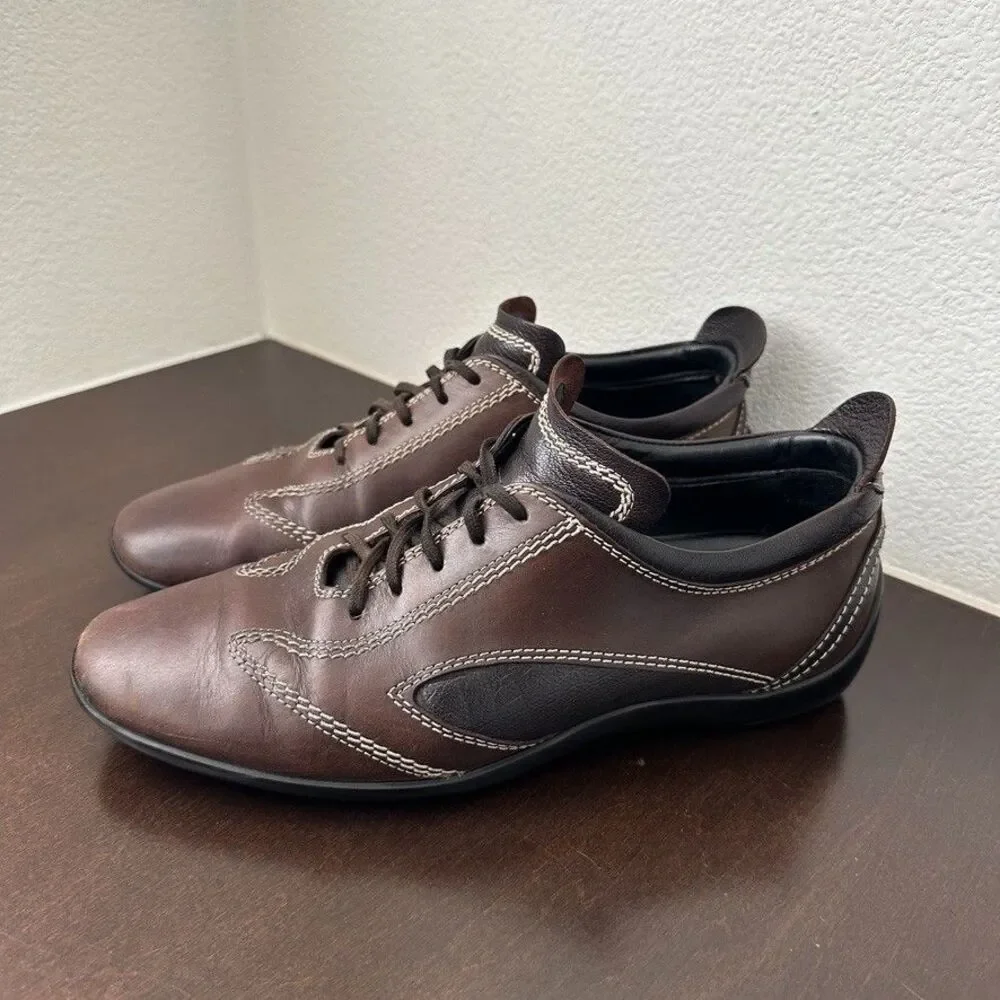 Tod's Oxford Driving Loafer Shoes Lace Up Brown City Men's Size EU 38 US 6.5